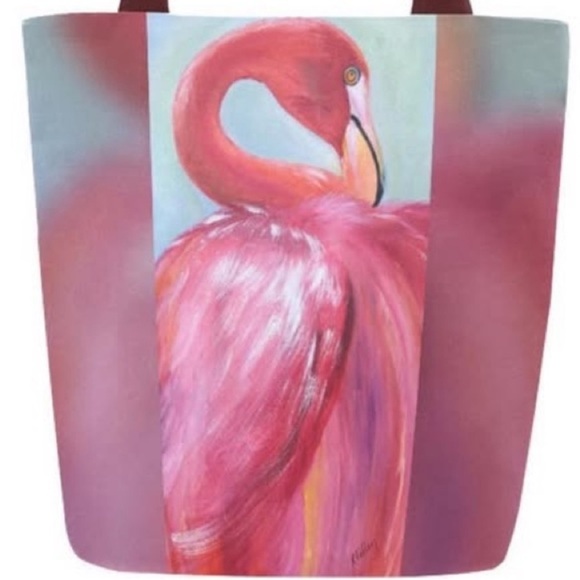 Kathy Fallon Art Tote Bag - Pink Flamingo - Picture 2 of 4